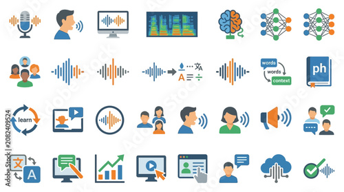 Konstfotografi Natural Language Processing Icon Set