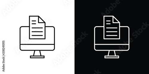 Online exam test icon line drawings pack