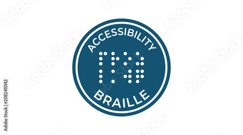 Photos Blue circular accessibility braille tactile writing system icon.