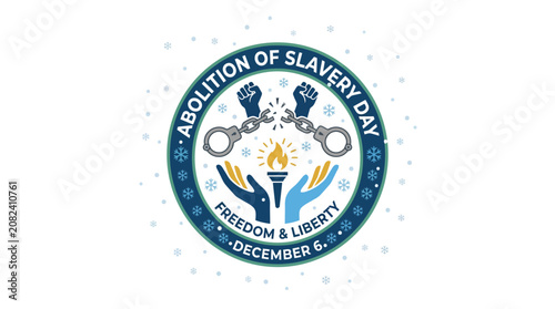 Fotografía Abolition of Slavery Day emblem with broken chains