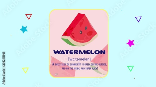 Watermelon Slice Flashcard Animated Motion Graphic