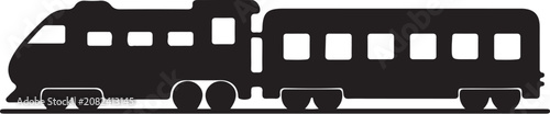 Fotografie Modern passenger train locomotive and carriages silhouette with transport locomo