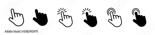 Foto Hand click cursor icon set isolated on transparent background.