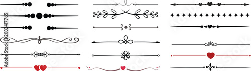 Ornate decorative divider vector set with elegant line separators, vintage flourishes, whimsical borders and creative embellishment elements eps.Border line, divider vector set, decorative.