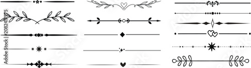 Ornate decorative divider vector set with elegant line separators, vintage flourishes, whimsical borders and creative embellishment elements eps.Border line, divider vector set, decorative.