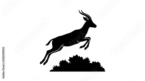 Canvas Print Jumping Antelope Silhouette Vector Illustration