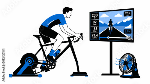 Canvas Print Cyclist using indoor smart bike training setup