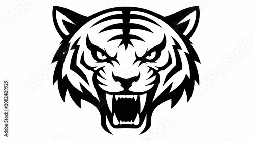 Photos Roaring tiger head frontal mascot graphic