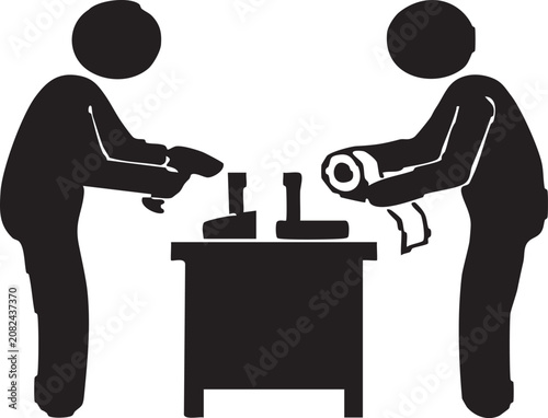 Specimen labeling process silhouette icon