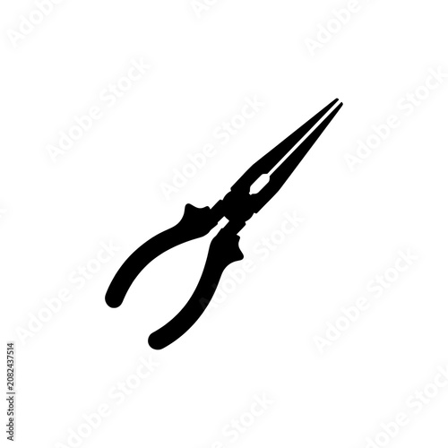 Fotografie Needle nose pliers vector illustration long nose plier hand tool icon for repair