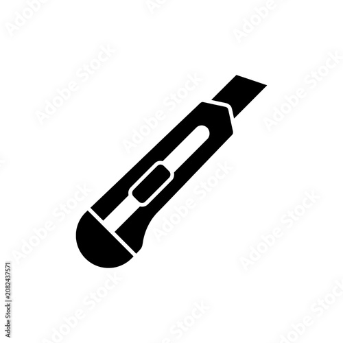 Utility knife vector illustration icon for cutting cardboard paper or industrial materials