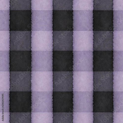 Watercolor Halloween Gingham Seamless Pattern with Purple and Black Plaid | Pastel Holiday Collection Set