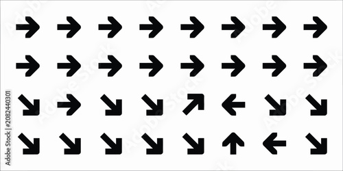 Black arrow icon set in different directions