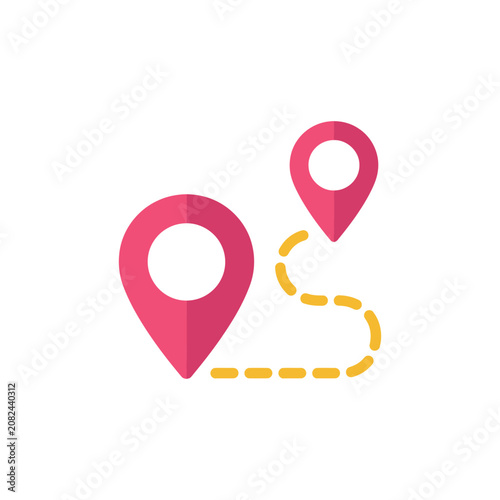 Location pin icon with dotted path vector