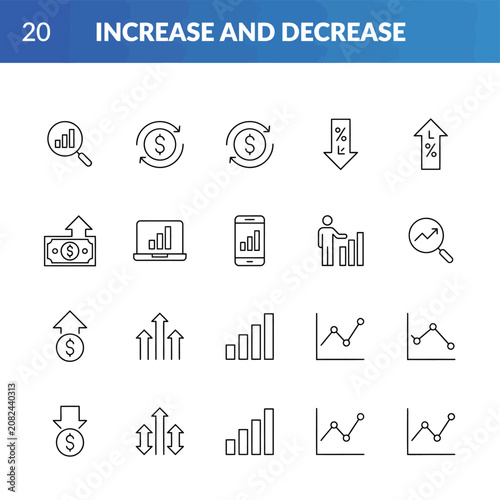 Finance and business growth icons set vector illustration
