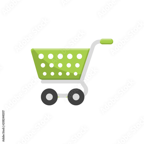 Green shopping cart icon with perforated basket