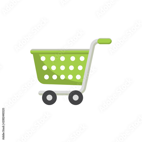 Green shopping cart icon with two wheels
