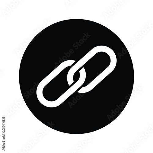 Black and white paperclip icon in a circle
