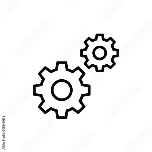 Two black gears icon isolated