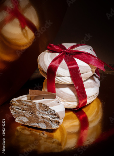 Chocolate Handmade Marshmallows with Red Ribbon Gift Packaging