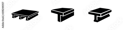 Foto Structural I-beam and H-beam Icons Set