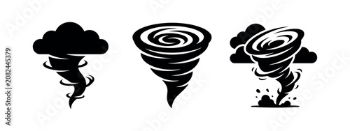 Canvastavla Set of natural disaster tornado and twister weather icons