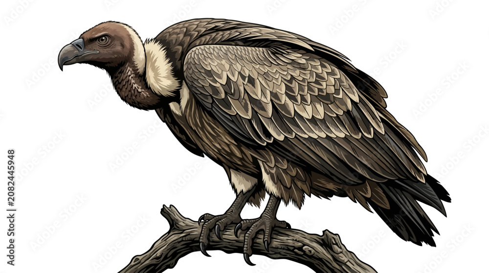 Obraz premium A large bird of prey perched on a branch.