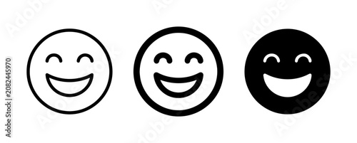 Cuadro en lienzo Happy Face Icons, Smiling Emoticons, Joyful Expressions, Vector Graphics Set