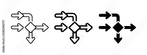 Cuadro en lienzo Flowchart Icons Set, Decision Branching Arrows, Process Diagram Elements, Data F
