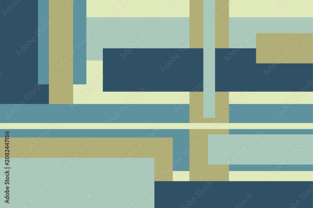 Obraz premium Abstract geometric background with overlapping horizontal and vertical rectangle shapes in muted blue grey and beige colors minimalist flat design template layout banner wallpaper