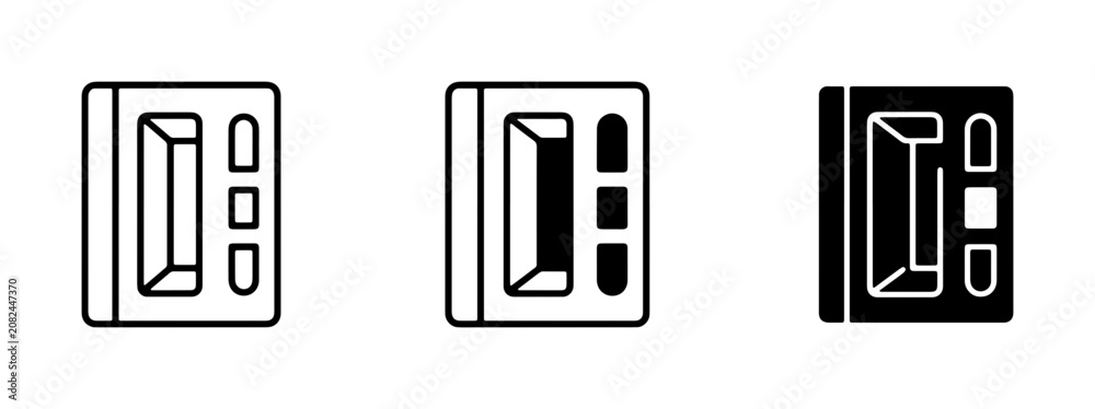Obraz premium ATM Machine Icons, Cash Dispenser Vector Graphics, Financial Transaction Symbols, Banking Service Icons