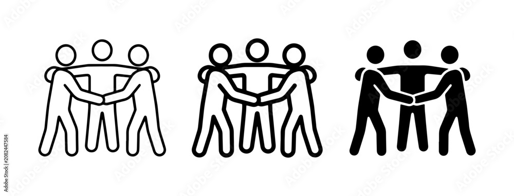 Fototapeta premium Teamwork Icons, Group Hugs, Friendship Symbols, Unity Concepts, People Together, Support Graphics