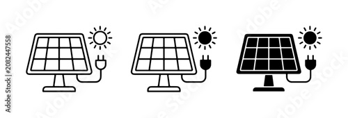 Cuadro en lienzo Solar Panel Icons: Renewable Energy, Clean Power, Sustainable Technology, Eco-Fr