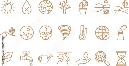 Tableau sur toile Minimalist vector graphic set depicting various environmental icons representing