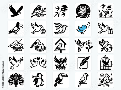Collection of Bird Icons and Silhouettes for Design and Communication