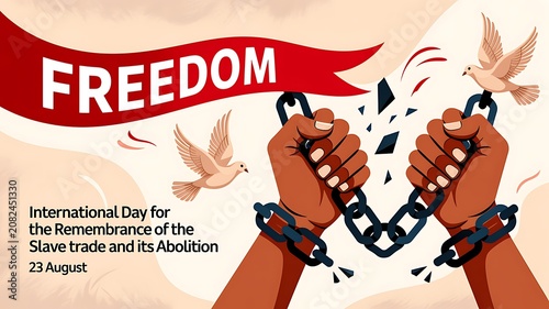 Hands breaking chains for freedom and abolition day
