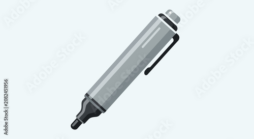 Gray Marker Pen Isolated on Light Blue Background
