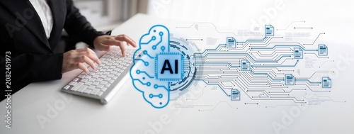 Fotografie Artificial intelligence using AI neural processing and circuit to transform AI data into actionable output by smart automated AI reasoning science