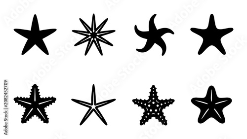 Foto Starfish Icons Set, Marine Life Vector Graphics, Nautical Star Shapes, Ocean Sea