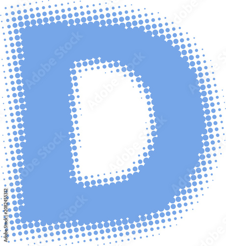 Blue Letter D with Halftone Dot Effect