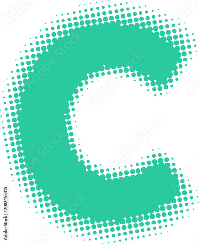 Teal Halftone Letter C Graphic Design