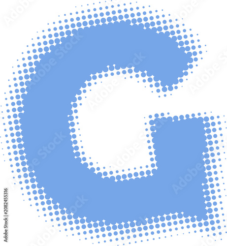 Blue Halftone Letter G Graphic Element