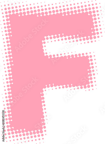 Pink Halftone Letter F Graphic