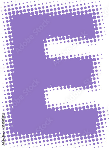 Purple Letter E with Halftone Shadow