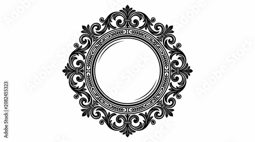 Ornate circular decorative frame with swirls and filigree detail