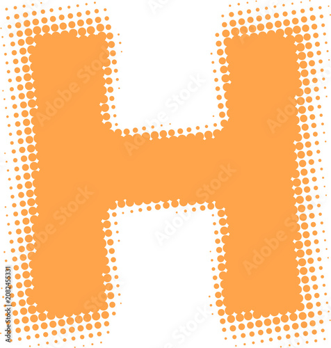Orange Halftone Letter H Graphic