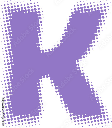 Purple Letter K with Halftone Border Effect