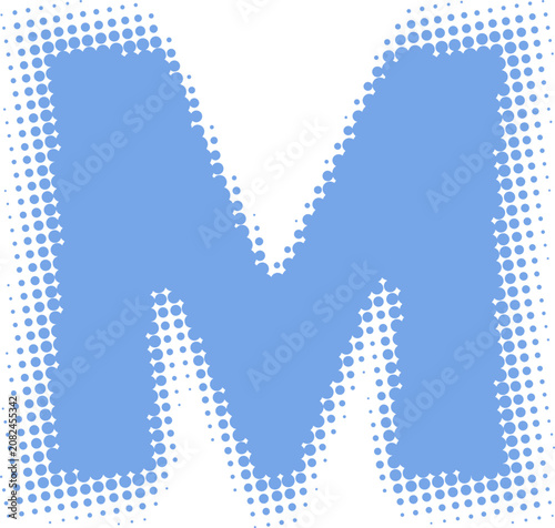 Blue Halftone Letter M Graphic