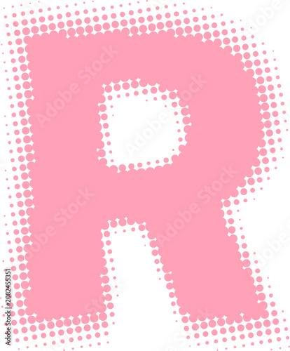 Pink Halftone Letter R Illustration