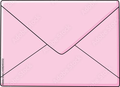 Pink envelope isolated cartoon vector illustration